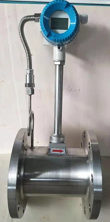 Steam temperature and pressure compensation vortex flowmeter